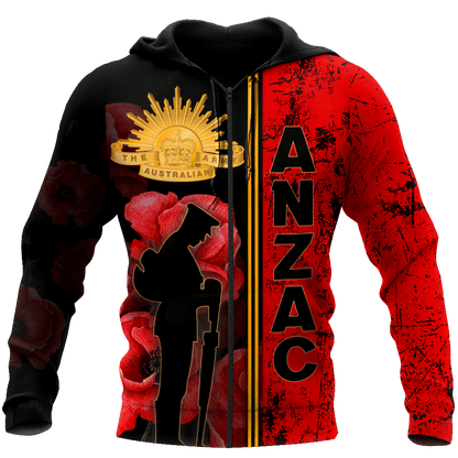 Anzac Day Clothing Anzac Day Australian Army Poppy Hoodie