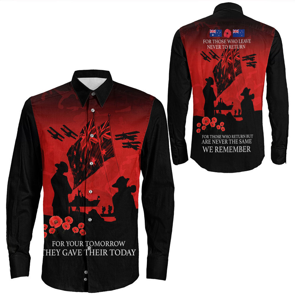 Rugbylife Clothing Anzac Day For Those Who Leave Never To Ruturn Long Sleeve Button Shirt
