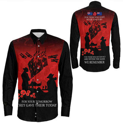 Rugbylife Clothing Anzac Day For Those Who Leave Never To Ruturn Long Sleeve Button Shirt
