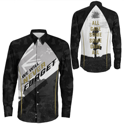 Rugbylife Clothing Anzac Day We Will Never Forget Long Sleeve Button Shirt