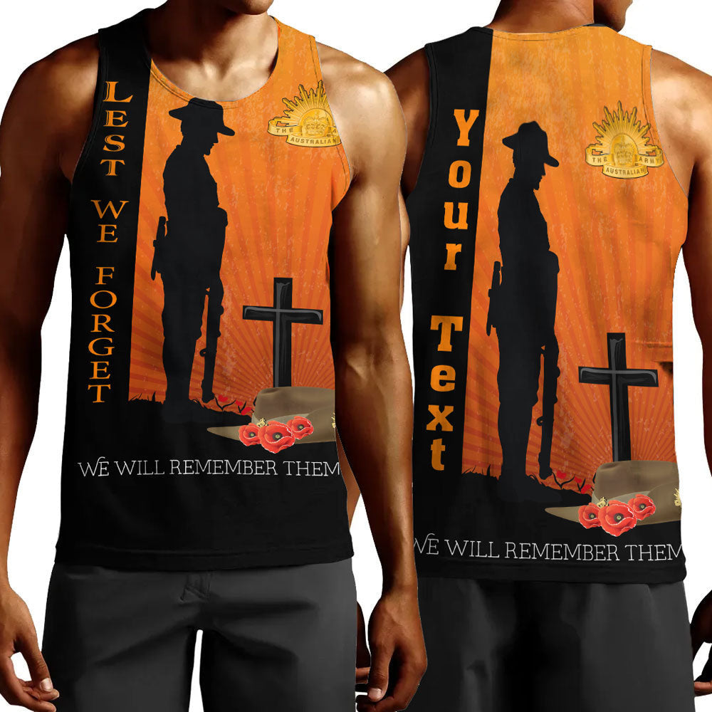 Clothing Custom Anzac Day Lest We Forget Soldier Standing Guard Men Tank Top