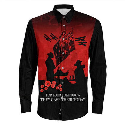 Rugbylife Clothing Anzac Day For Those Who Leave Never To Ruturn Long Sleeve Button Shirt