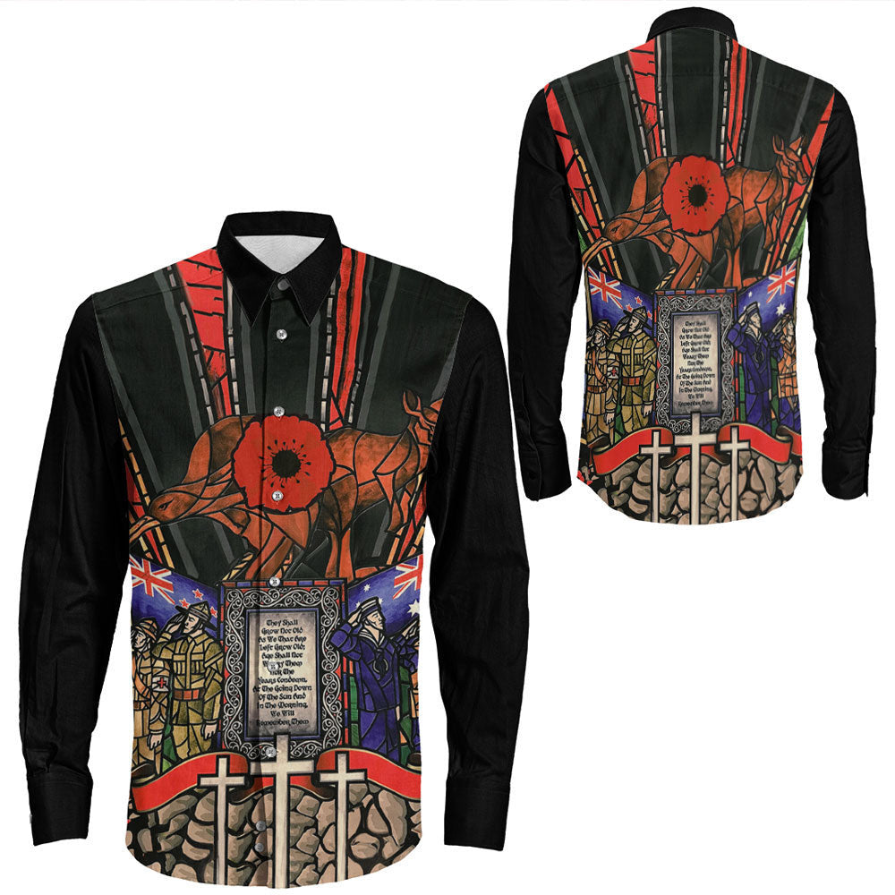 Rugbylife Clothing Anzac Day Lest We Forget Australia & New Zealand Long Sleeve Button Shirt