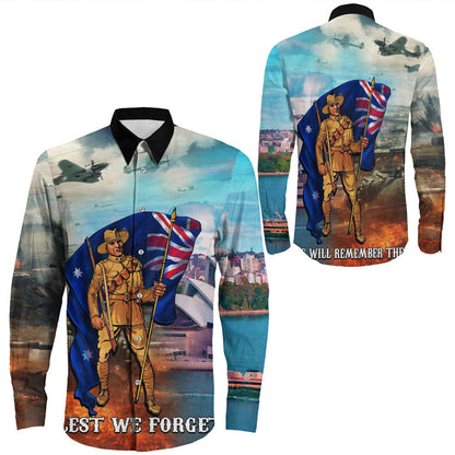 Rugbylife Clothing Anzac Day Australia Peace Long Sleeve Button Shirt