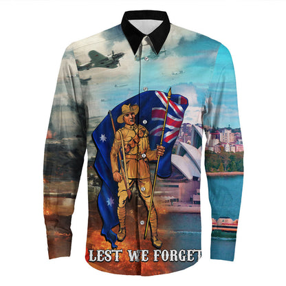 Rugbylife Clothing Anzac Day Australia Peace Long Sleeve Button Shirt