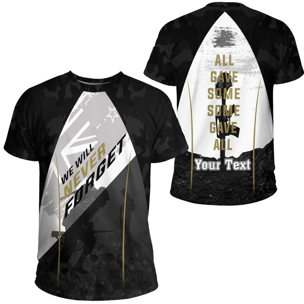 Clothing Custom Anzac Day We Will Never Forget T Shirt