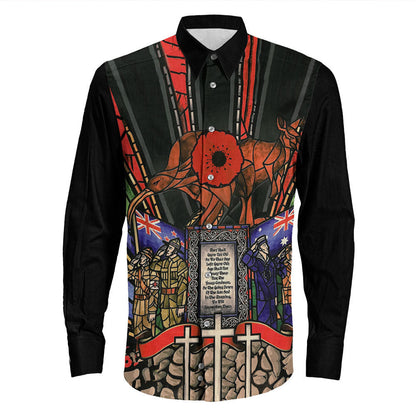 Rugbylife Clothing Anzac Day Lest We Forget Australia & New Zealand Long Sleeve Button Shirt