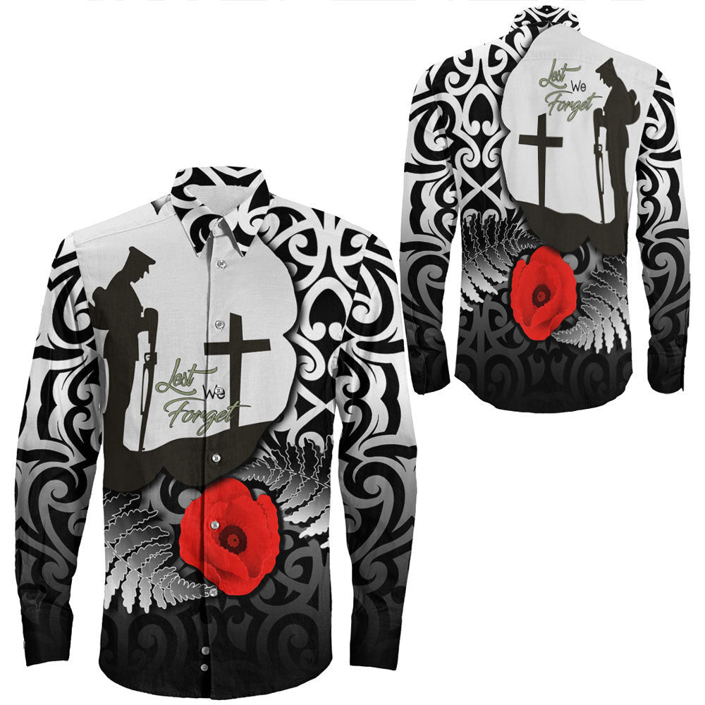 Rugbylife Clothing Anzac Day Poppy Remembrance Long Sleeve Button Shirt