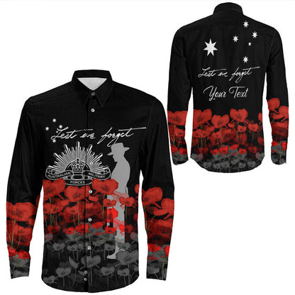 Rugbylife Clothing Custom Australian Military Forces Anzac Day Lest We Forget Long Sleeve Button Shirt