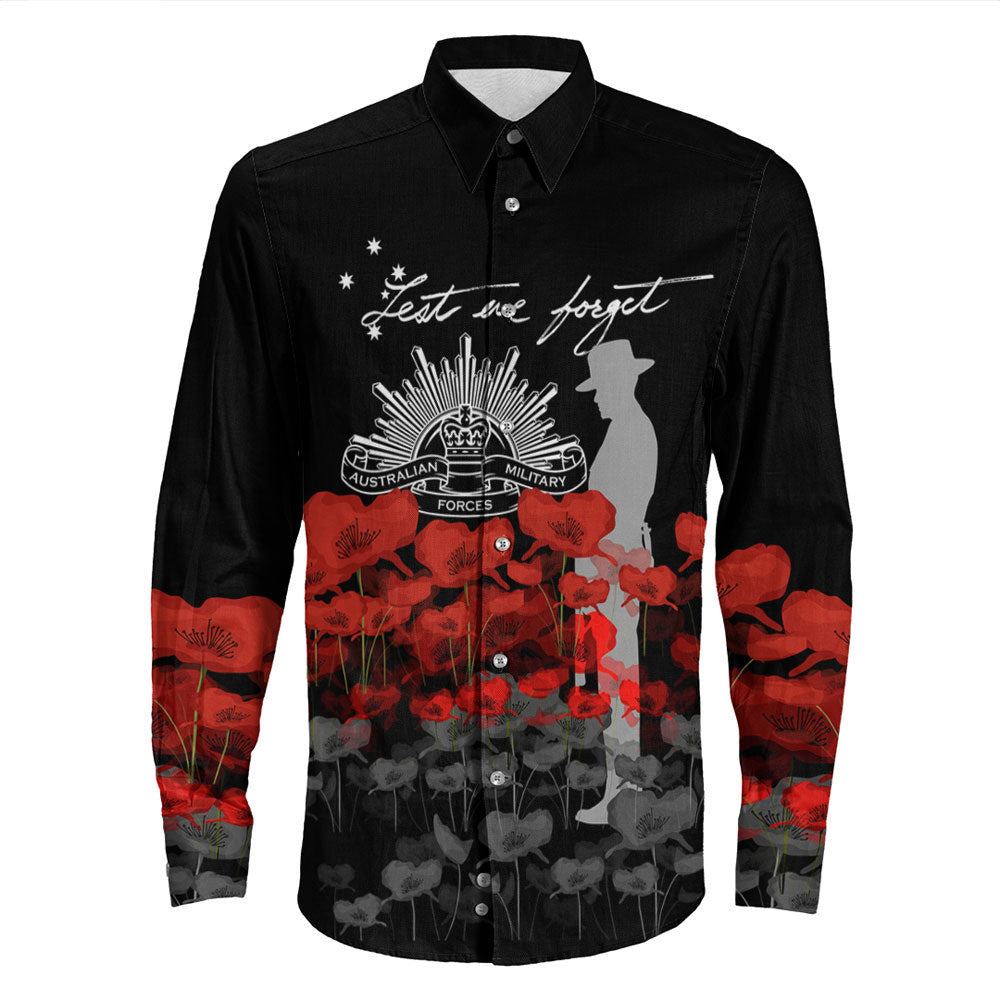 Rugbylife Clothing Custom Australian Military Forces Anzac Day Lest We Forget Long Sleeve Button Shirt