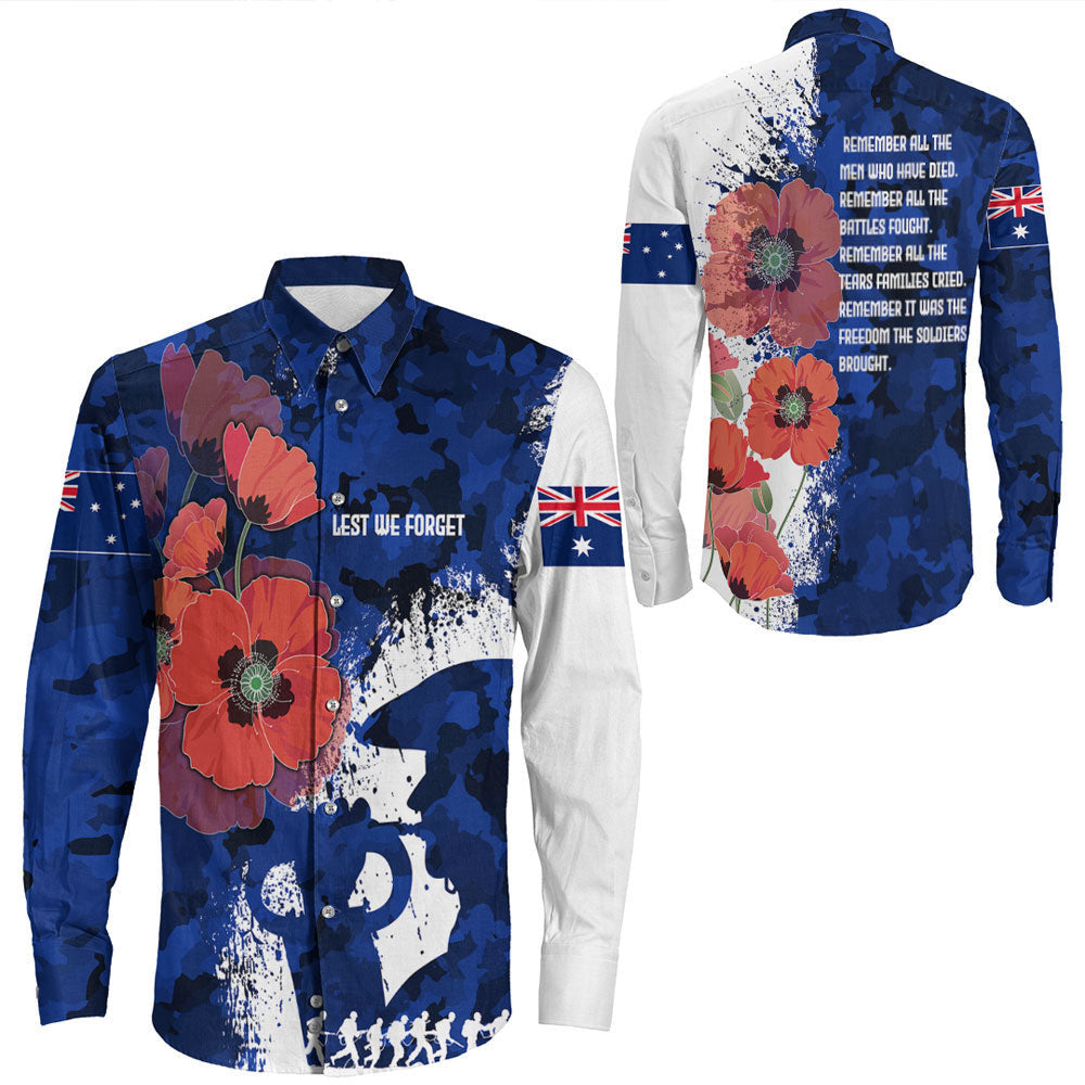 Rugbylife Clothing Anzac Day Silhouette Soldier Long Sleeve Button Shirt