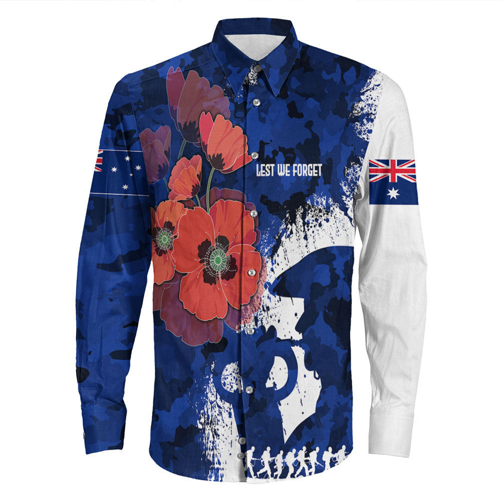 Rugbylife Clothing Anzac Day Silhouette Soldier Long Sleeve Button Shirt