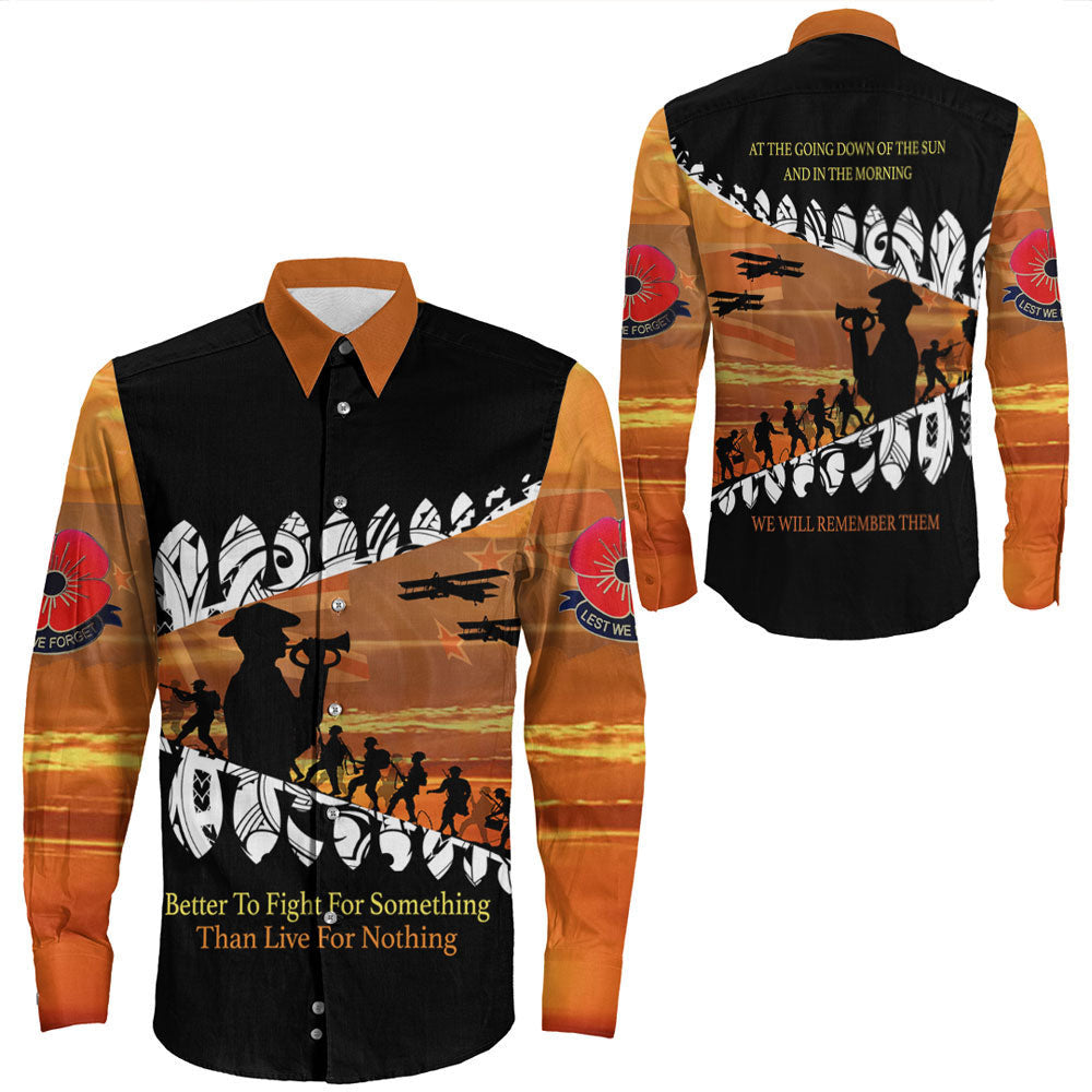 Rugbylife Clothing New Zealand Anzac Day We Will Remember Them Long Sleeve Button Shirt
