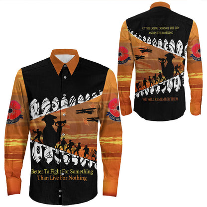 Rugbylife Clothing New Zealand Anzac Day We Will Remember Them Long Sleeve Button Shirt