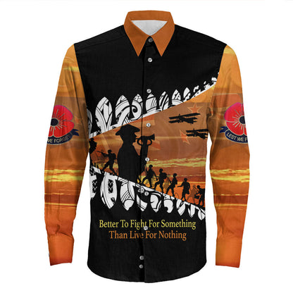 Rugbylife Clothing New Zealand Anzac Day We Will Remember Them Long Sleeve Button Shirt