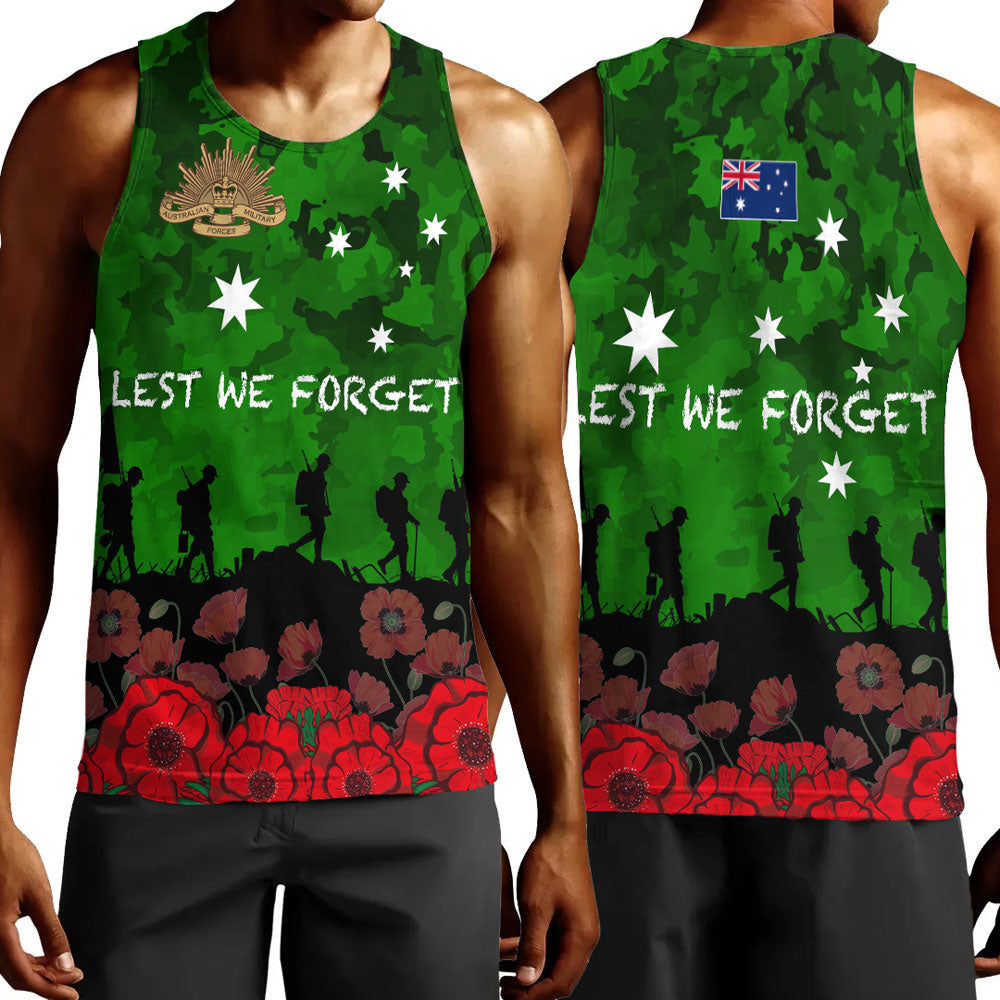 Clothing Australia Anzac Day Camouflage & Poppy Men Tank Top