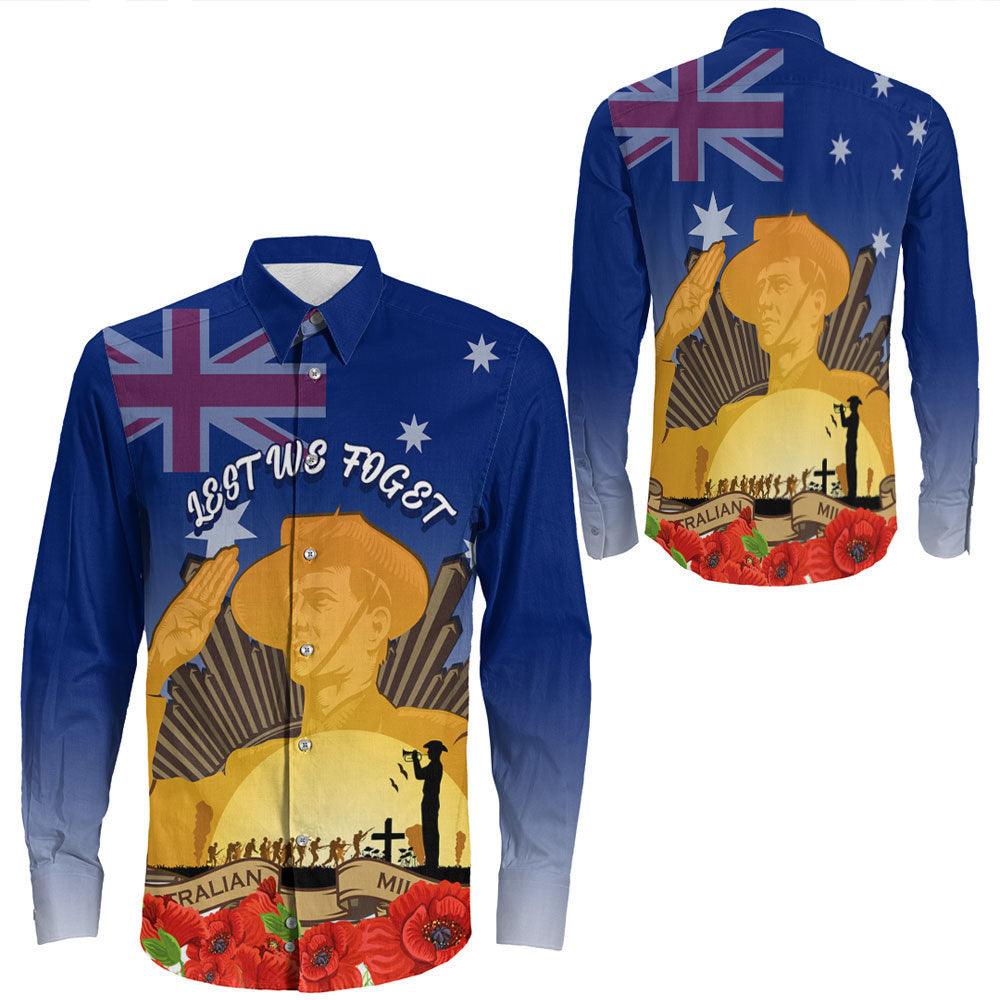 Rugbylife Clothing Australia Anzac Day Soldier Salute Long Sleeve Button Shirt