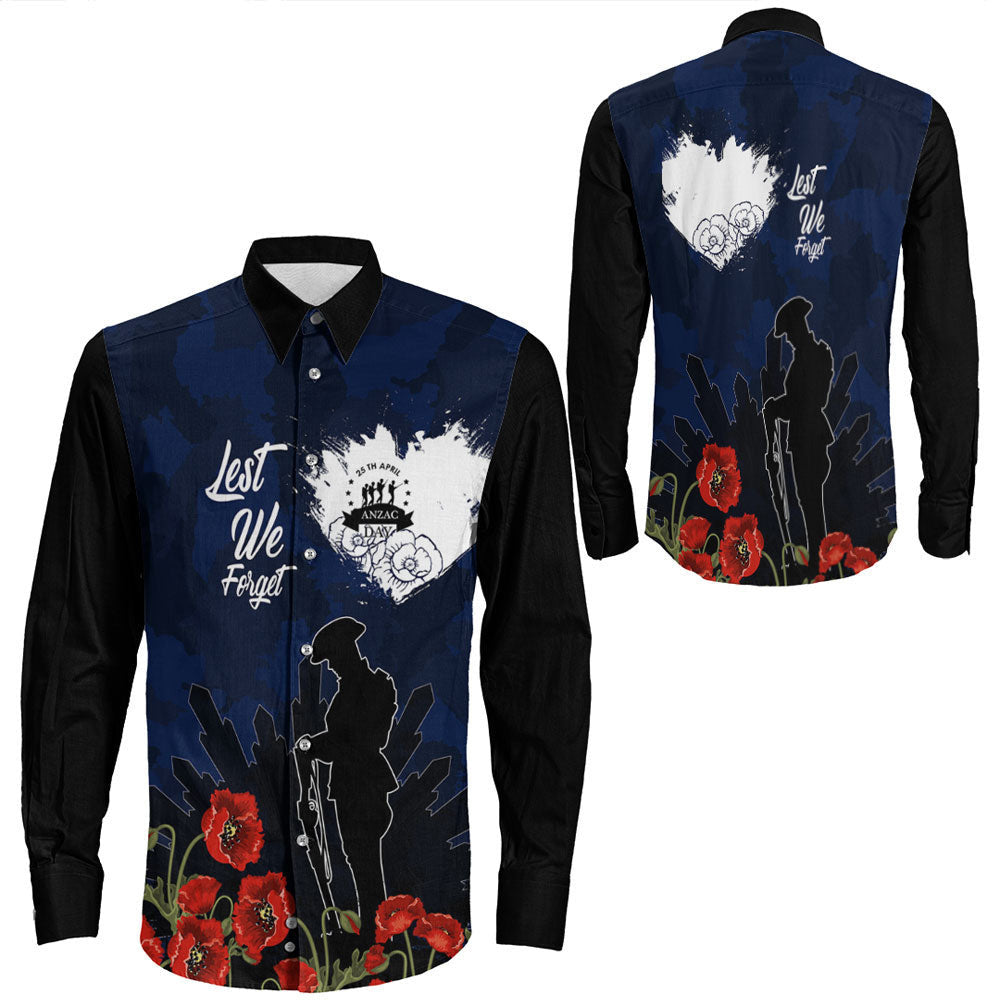 Rugbylife Clothing Anzac Day Camouflage Lest We Forget Long Sleeve Button Shirt