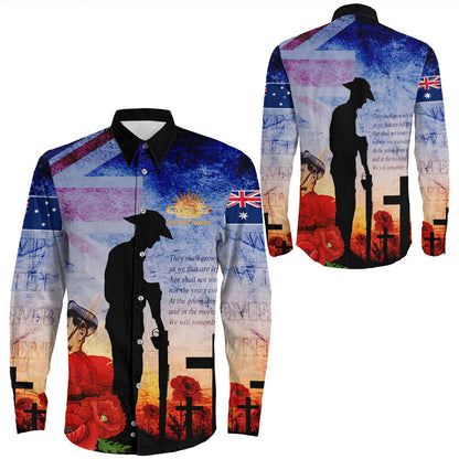 Rugbylife Clothing Anzac Day Australia Soldier We Will Rememer Them Long Sleeve Button Shirt
