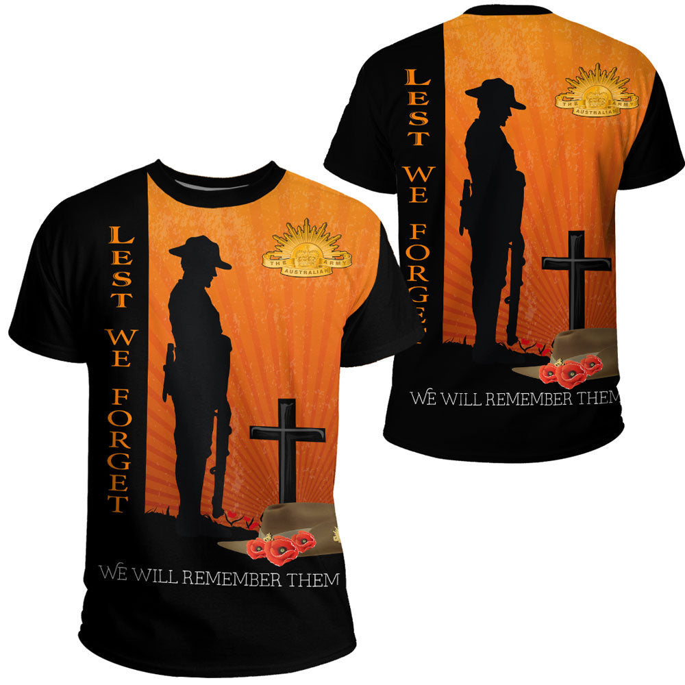 Clothing Anzac Day Lest We Forget Soldier Standing Guard T Shirt