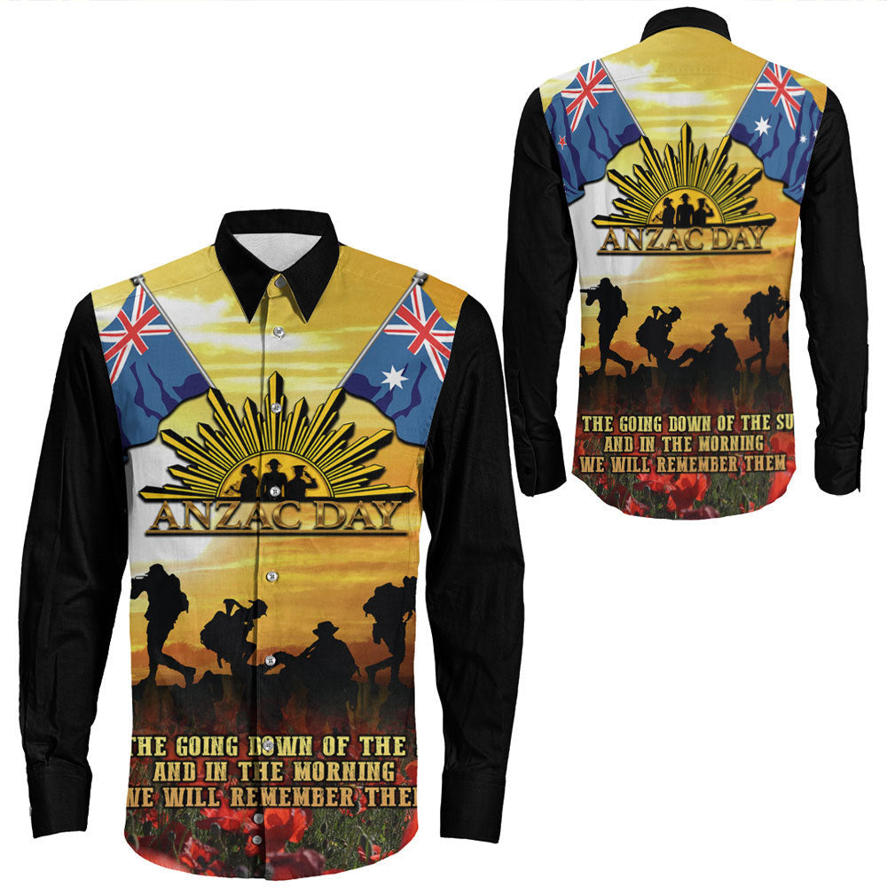 Rugbylife Clothing Anzac Day Soldier Going Down Of The Sun Long Sleeve Button Shirt