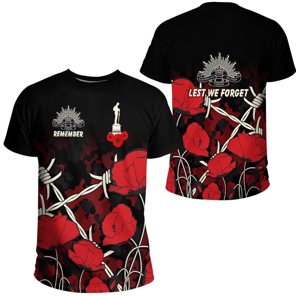 Clothing Anzac Day Camouflage Poppy & Barbed Wire T Shirt
