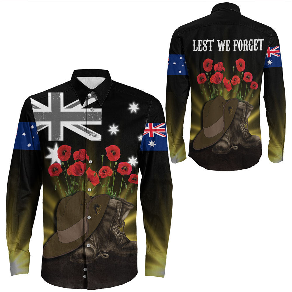 Rugbylife Clothing Anzac Day Hat & Boots Long Sleeve Button Shirt