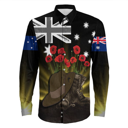 Rugbylife Clothing Anzac Day Hat & Boots Long Sleeve Button Shirt