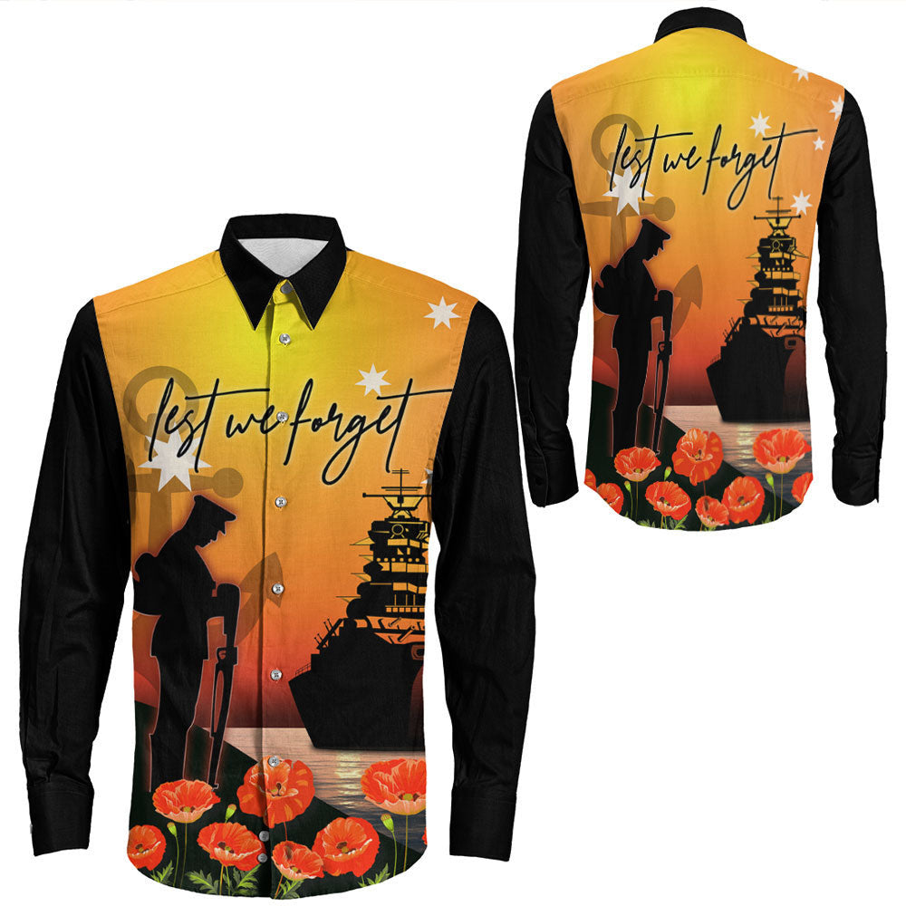 Rugbylife Clothing Anzac Day Navy Soldier Long Sleeve Button Shirt