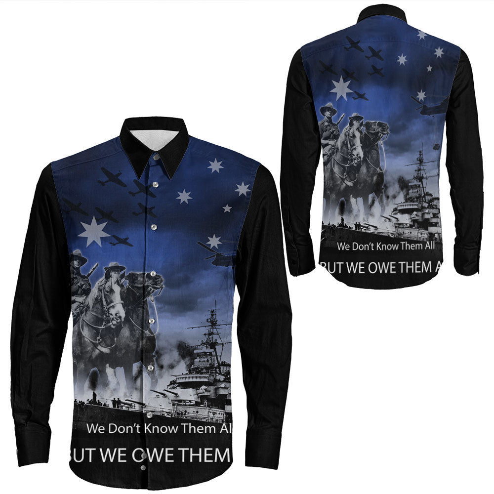 Rugbylife Clothing Anzac Day Australia Light Horse Long Sleeve Button Shirt