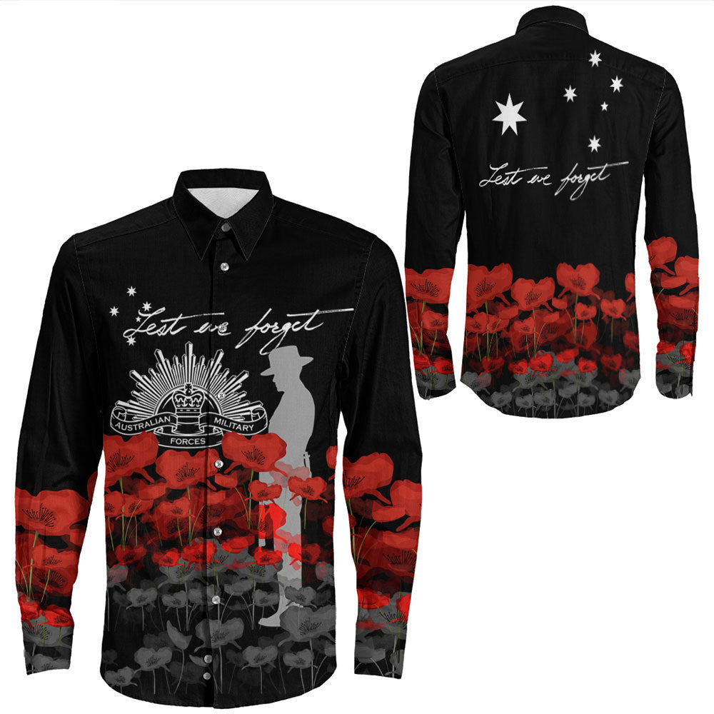 Rugbylife Clothing Australian Military Forces Anzac Day Lest We Forget Long Sleeve Button Shirt