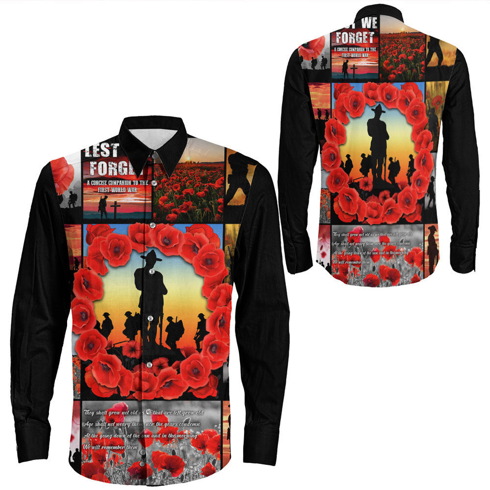 Rugbylife Clothing Anzac Day Lest We Forget Banner Long Sleeve Button Shirt