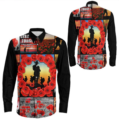 Rugbylife Clothing Anzac Day Lest We Forget Banner Long Sleeve Button Shirt
