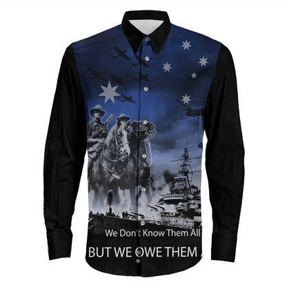 Rugbylife Clothing Anzac Day Australia Light Horse Long Sleeve Button Shirt