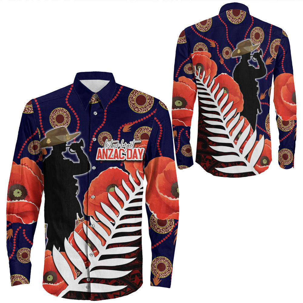 Rugbylife Clothing Anzac Day Fern & Poppy Long Sleeve Button Shirt