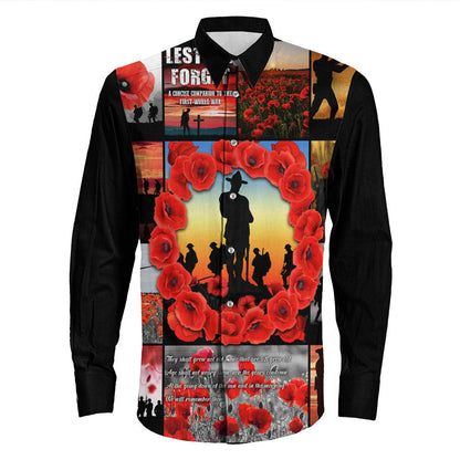 Rugbylife Clothing Anzac Day Lest We Forget Banner Long Sleeve Button Shirt
