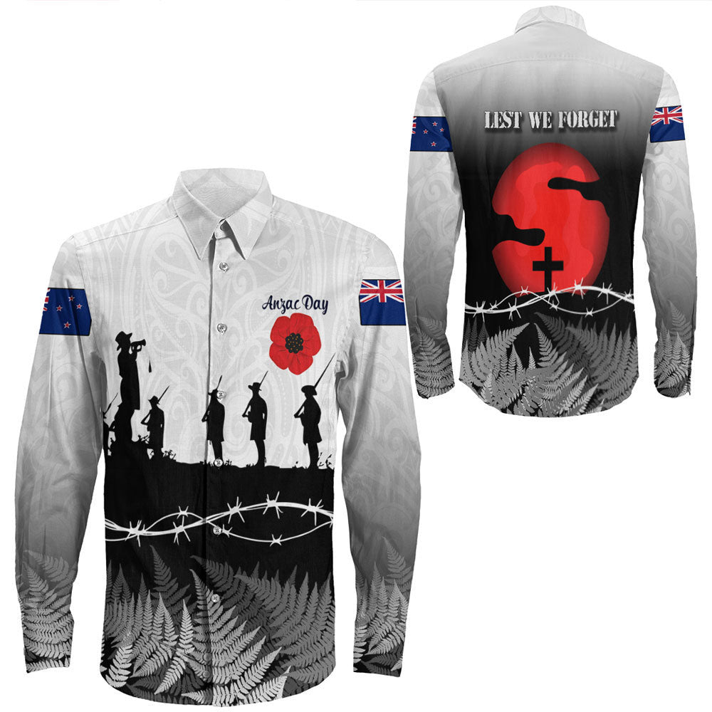 Rugbylife Clothing New Zealand Anzac Day Silhouette Soldier Long Sleeve Button Shirt