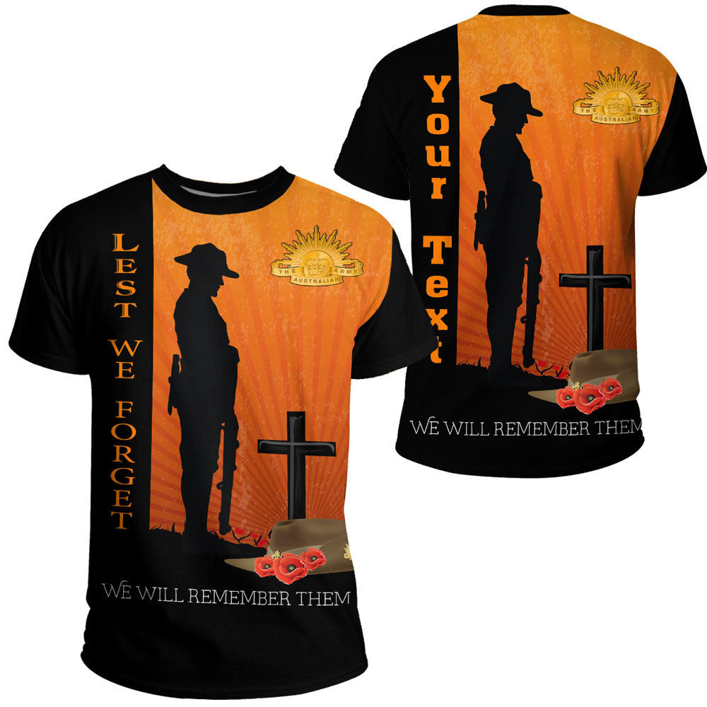 Clothing Custom Anzac Day Lest We Forget Soldier Standing Guard T Shirt
