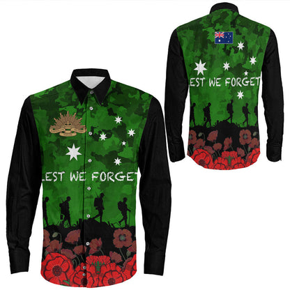 Rugbylife Clothing Australia Anzac Day Camouflage & Poppy Long Sleeve Button Shirt