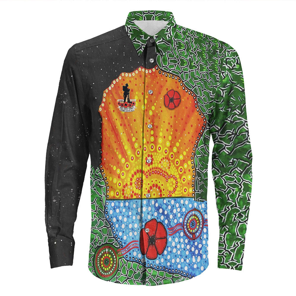 Rugbylife Clothing Aboriginal Australian Anzac Day Lest We Forget Poppy Long Sleeve Button Shirt