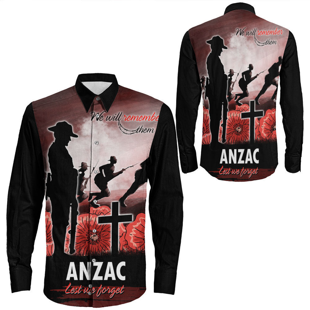 Rugbylife Clothing Anzac Day We Will Remember Them Special Version Long Sleeve Button Shirt