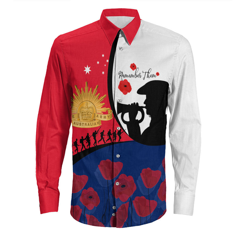 Rugbylife Clothing Australia Anzac Day Soldier Blowing Trumpet Long Sleeve Button Shirt