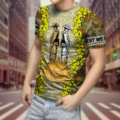 Anzac Day Clothing Anzac Day Golden Wattle Australian Army 3D T Shirt