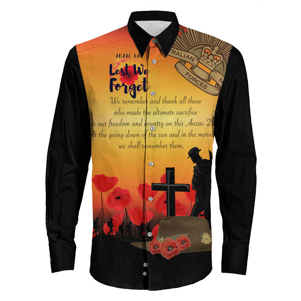 Rugbylife Clothing Anzac Day We Shall Remember Them Long Sleeve Button Shirt