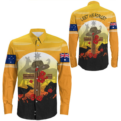 Rugbylife Clothing Anzac Day Lest We Forget Animal Long Sleeve Button Shirt