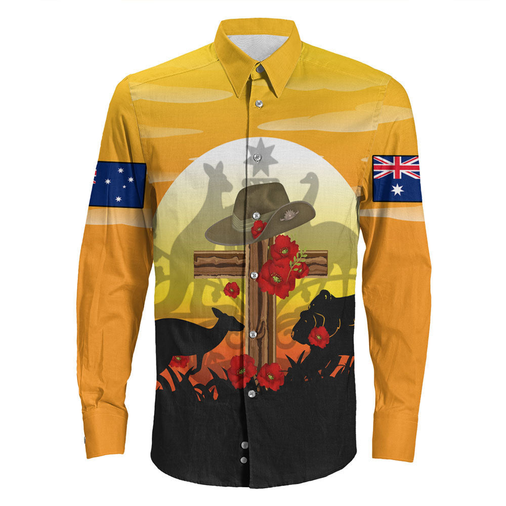 Rugbylife Clothing Anzac Day Lest We Forget Animal Long Sleeve Button Shirt