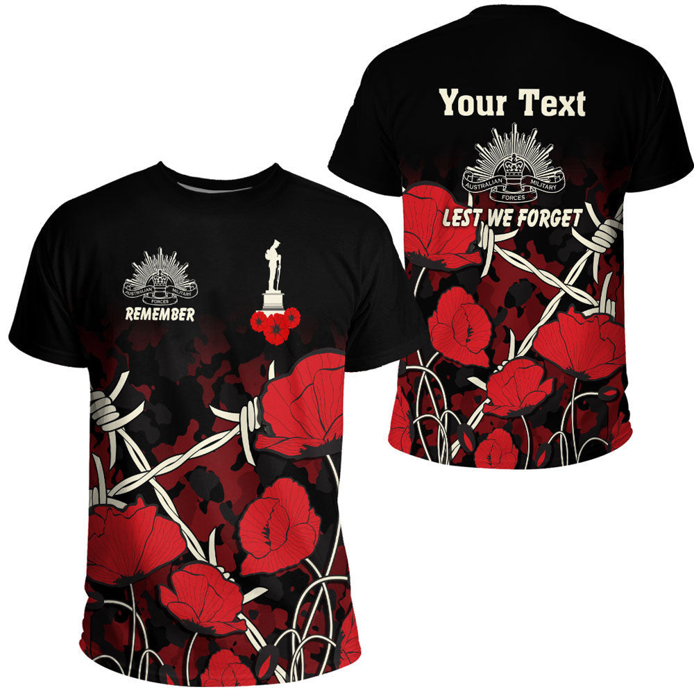 Clothing Custom Anzac Day Camouflage Poppy & Barbed Wire T Shirt