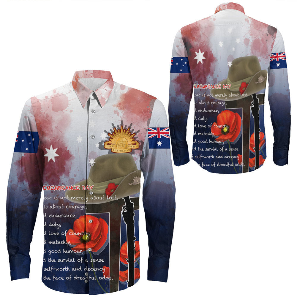 Rugbylife Clothing Anzac Day Remembrance Day Qoute Long Sleeve Button Shirt