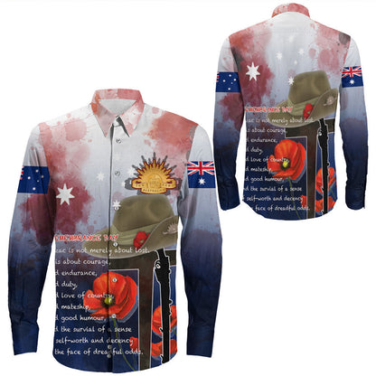 Rugbylife Clothing Anzac Day Remembrance Day Qoute Long Sleeve Button Shirt