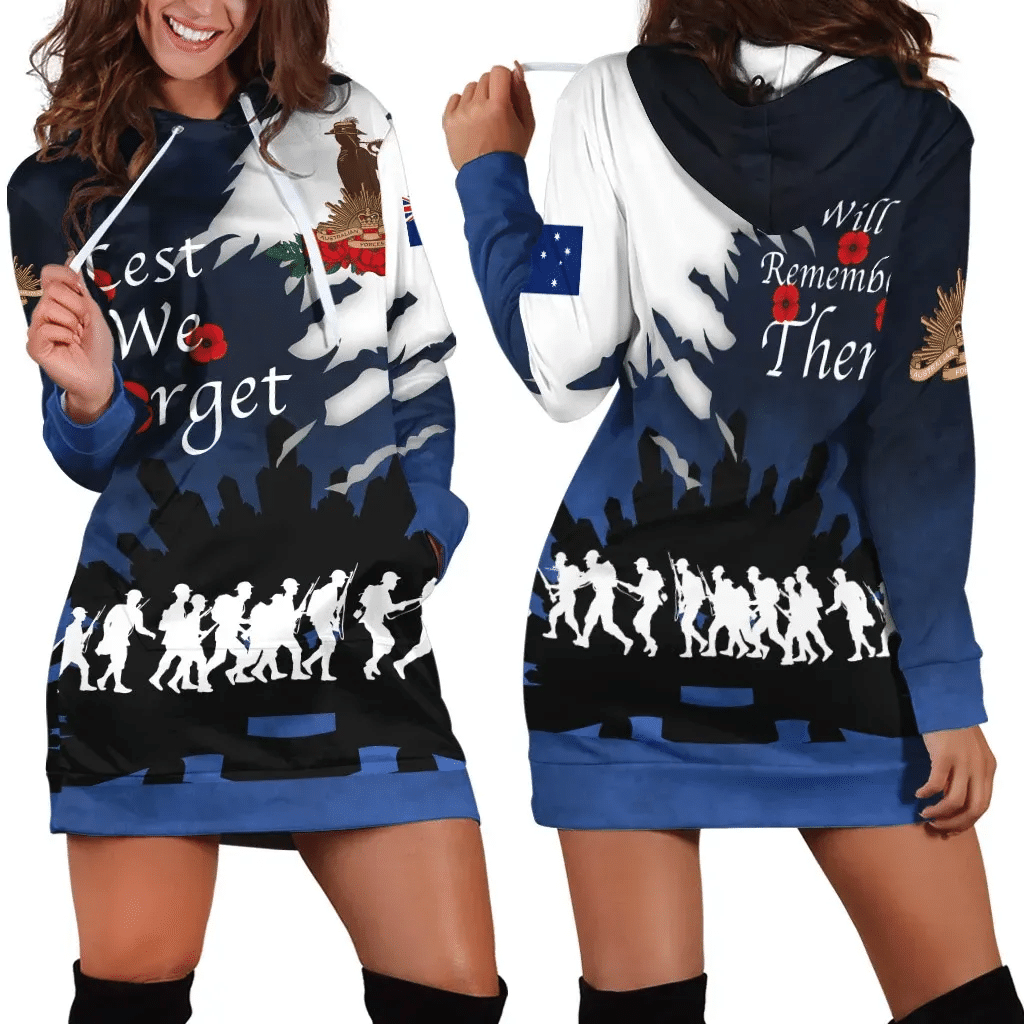 Australia Anzac Day Hoodie Dress We Will Remember Them
